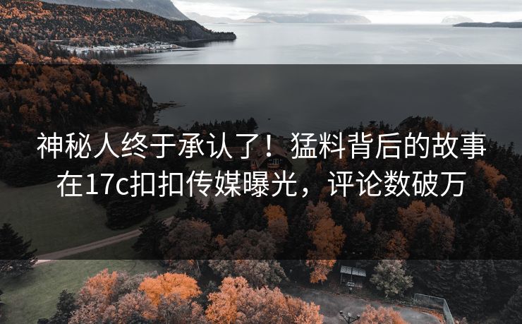 神秘人终于承认了！猛料背后的故事在17c扣扣传媒曝光，评论数破万
